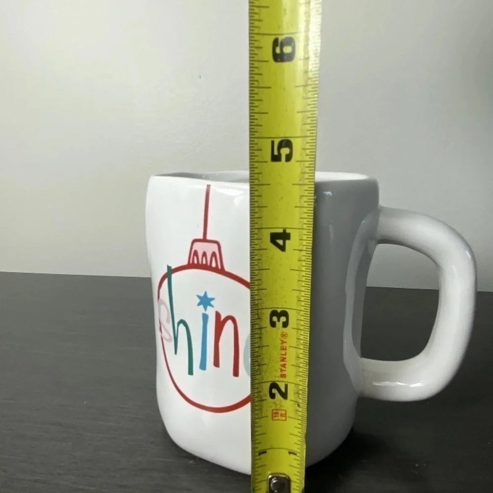 PIER 1 Set Of Two SHINE Holiday Christmas Ornament Coffee Cup Mug NWT, Retired